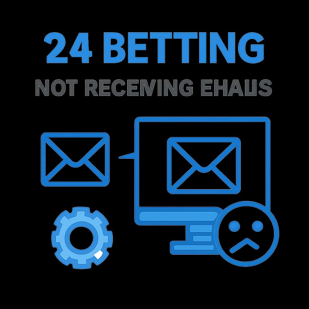 Illustration of troubleshooting steps for email issues with 24 Betting.