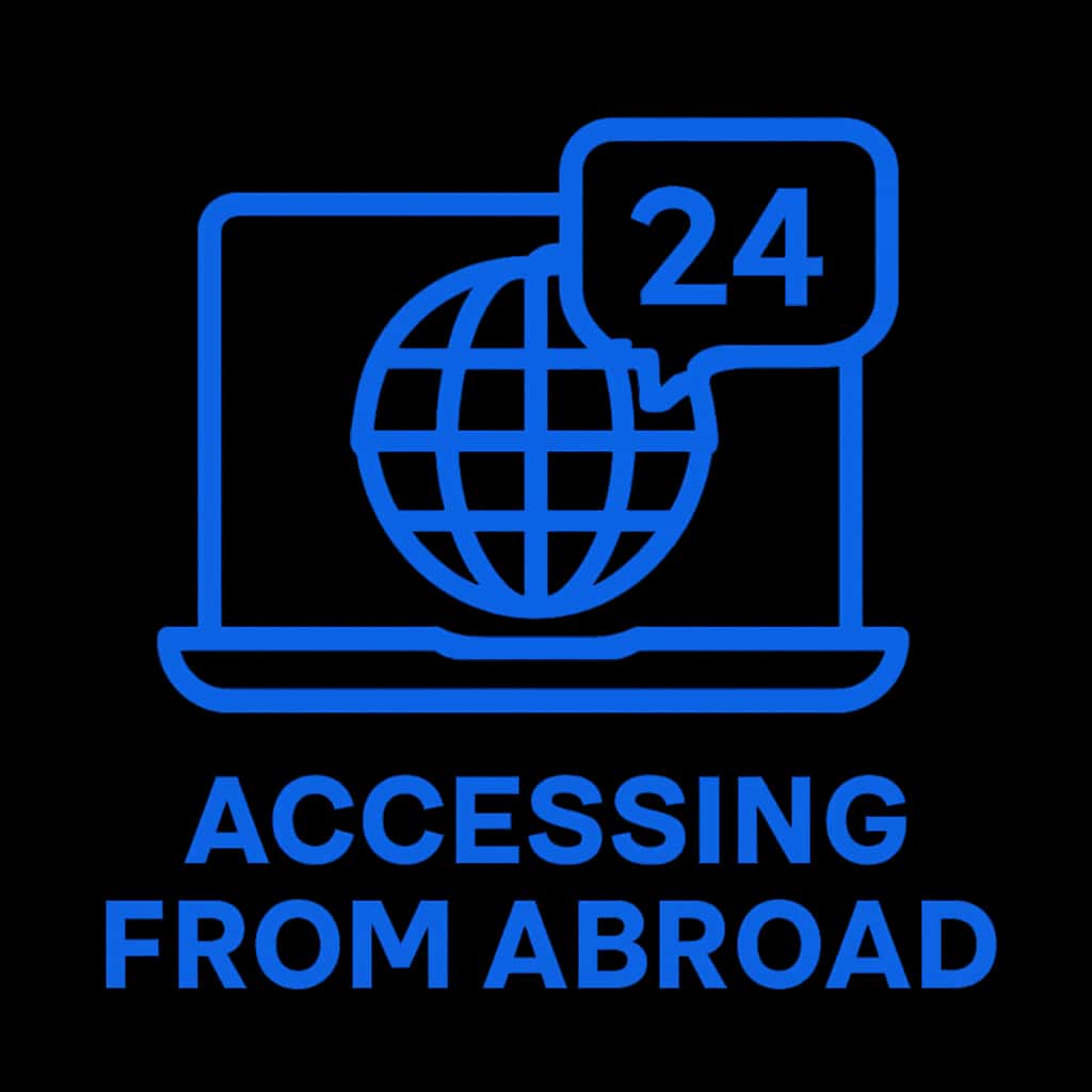 An icon representing guidance for accessing 24 Betting from abroad.