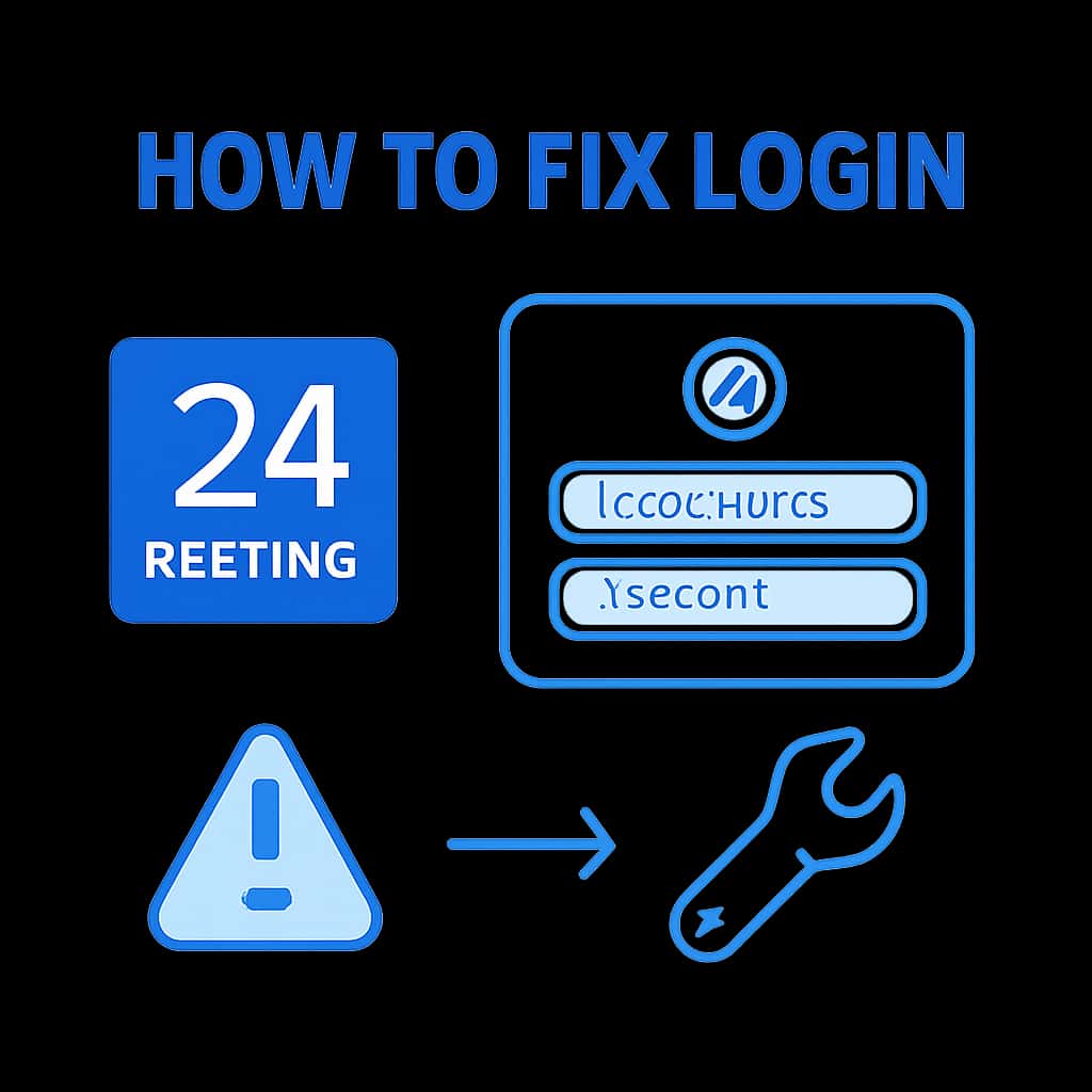 An educational diagram illustrating steps to fix login issues for 24 Betting.