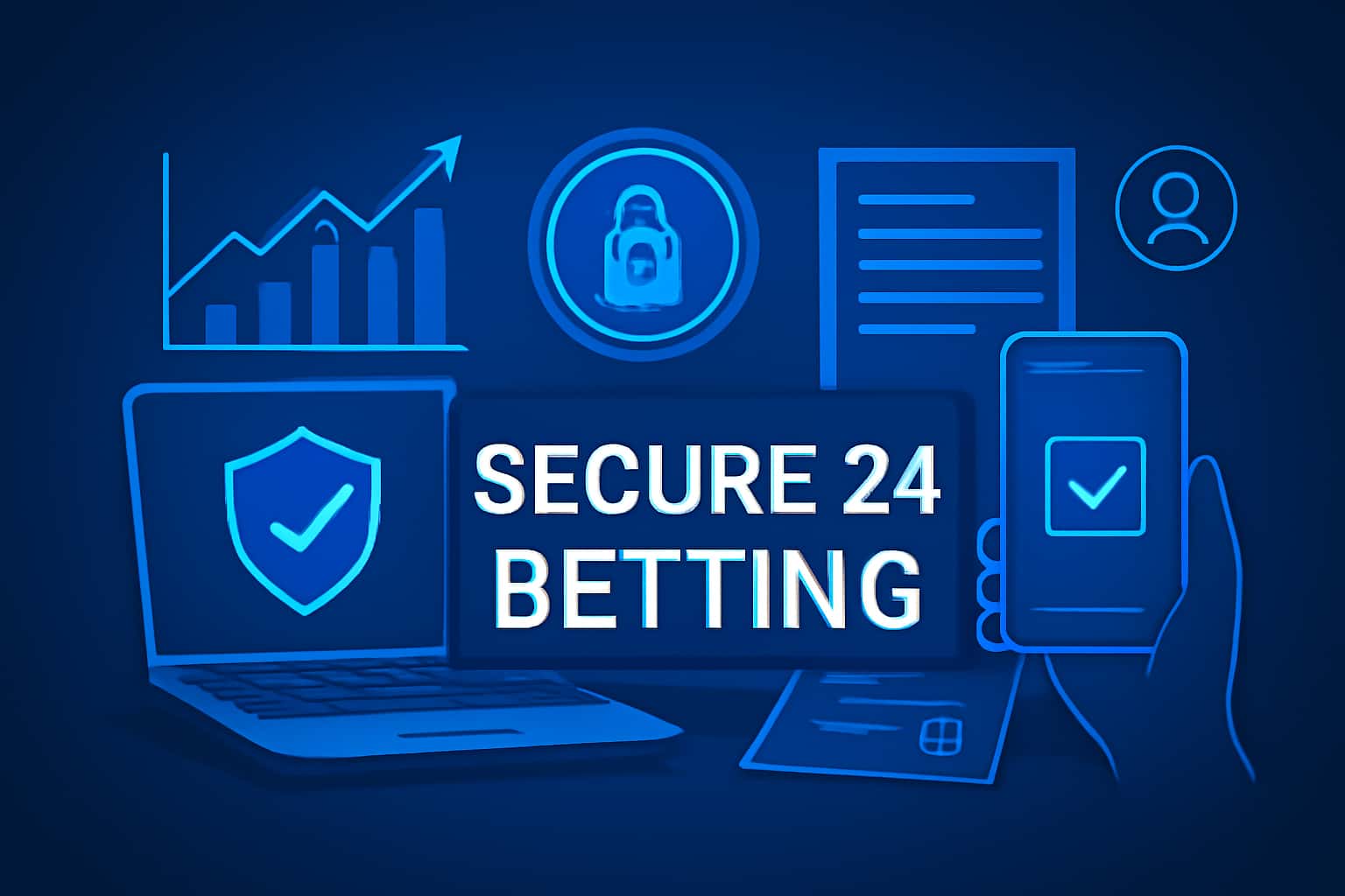 An informational scene highlighting security measures for the 24 Betting account.