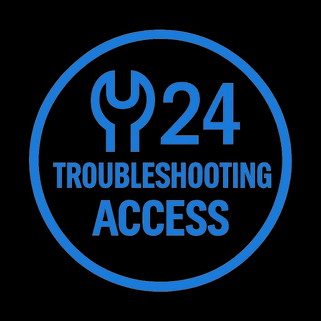 A badge illustrating troubleshooting assistance for 24 Betting.