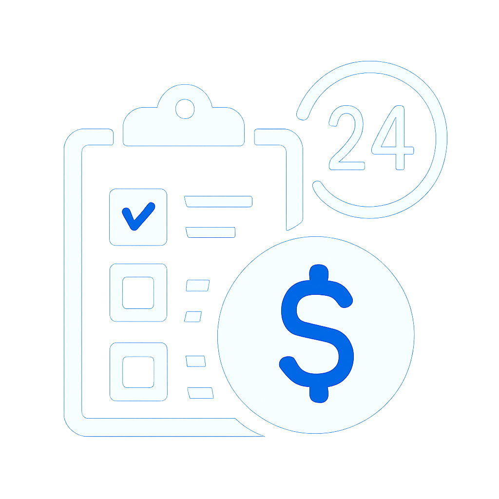 A square icon representing account recovery assistance for 24 Betting.