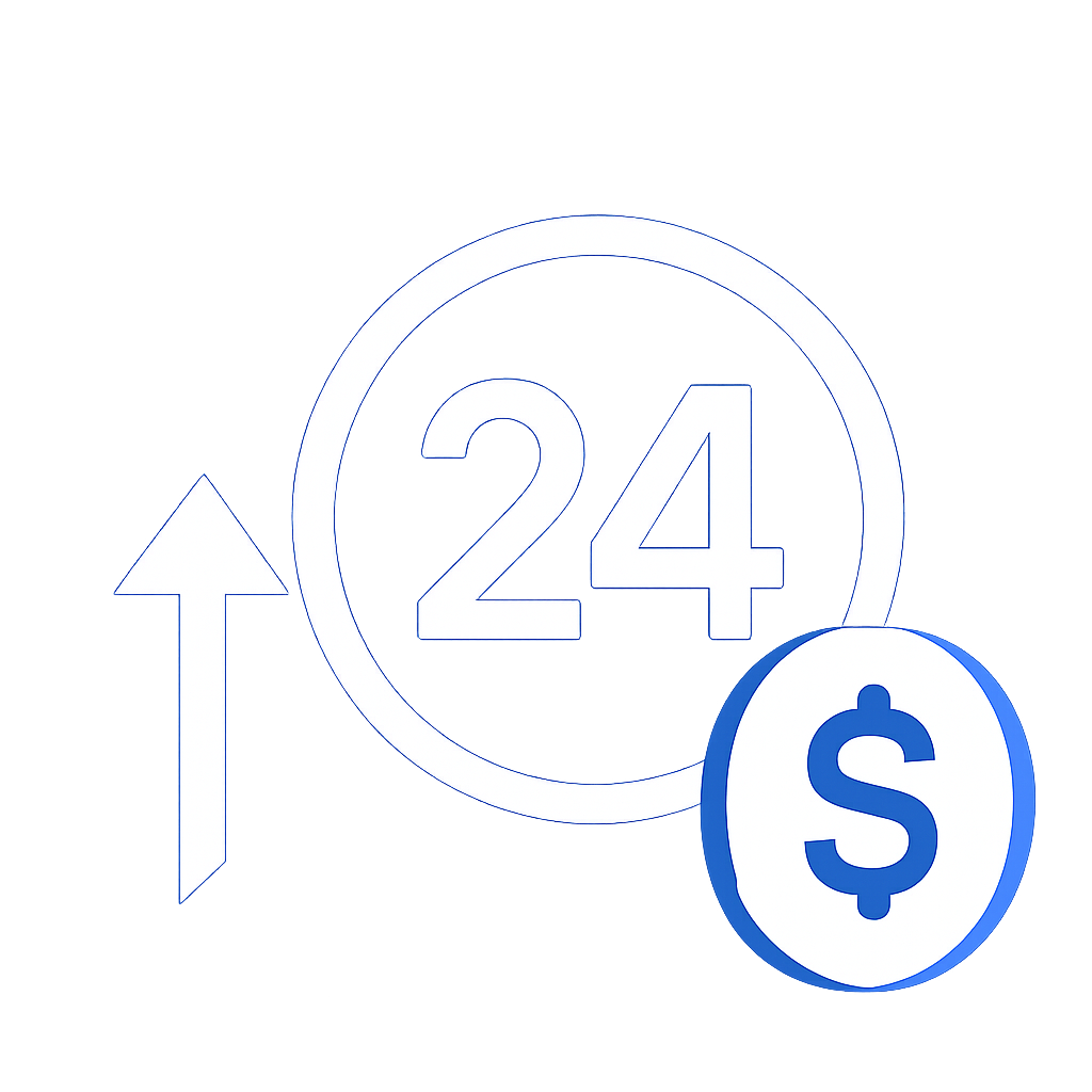 A badge illustrating troubleshooting assistance for 24 Betting.