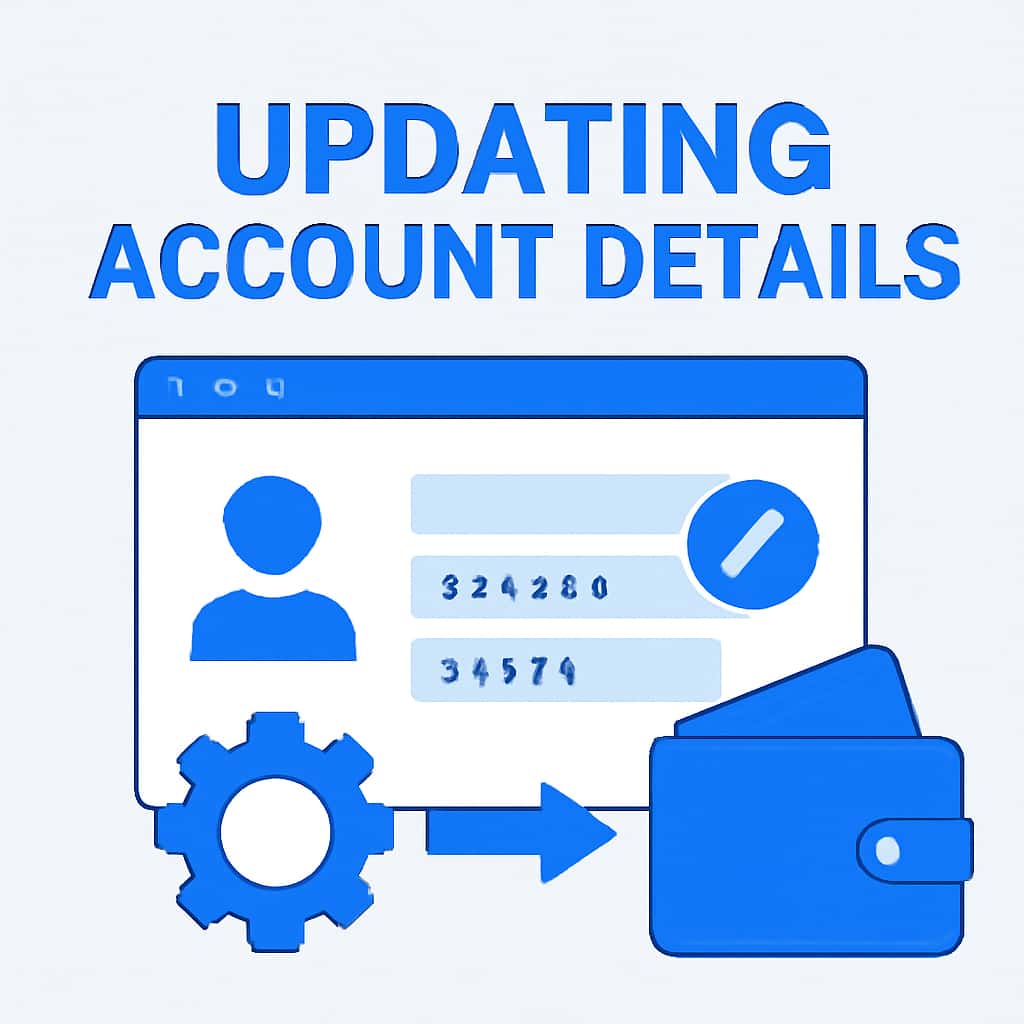 An educational diagram showing steps for updating account details on 24 Betting.