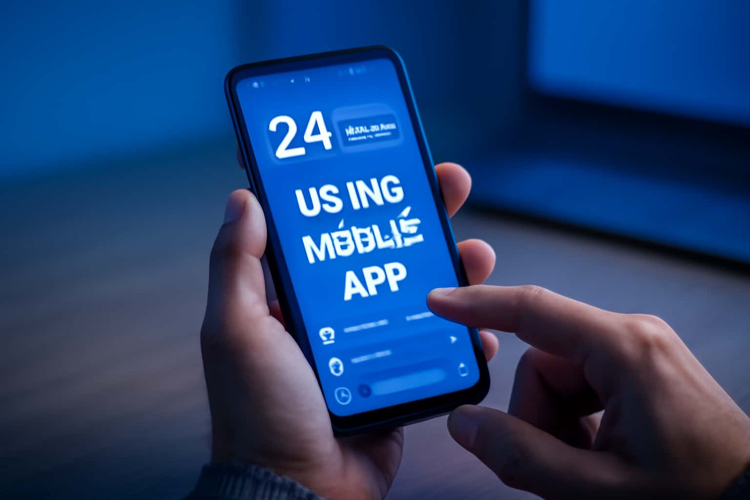 Illustration showing the 24 Betting mobile app interface on a smartphone, with modern design elements.