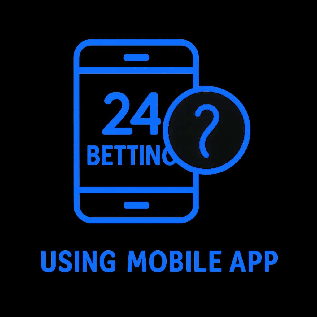 Icon representing the 24 Betting mobile app, emphasizing user support.